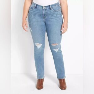 NEW‎ Lane Bryant Signature Fit Body Icon Mid Rise Straight Jean Ripped Size 22